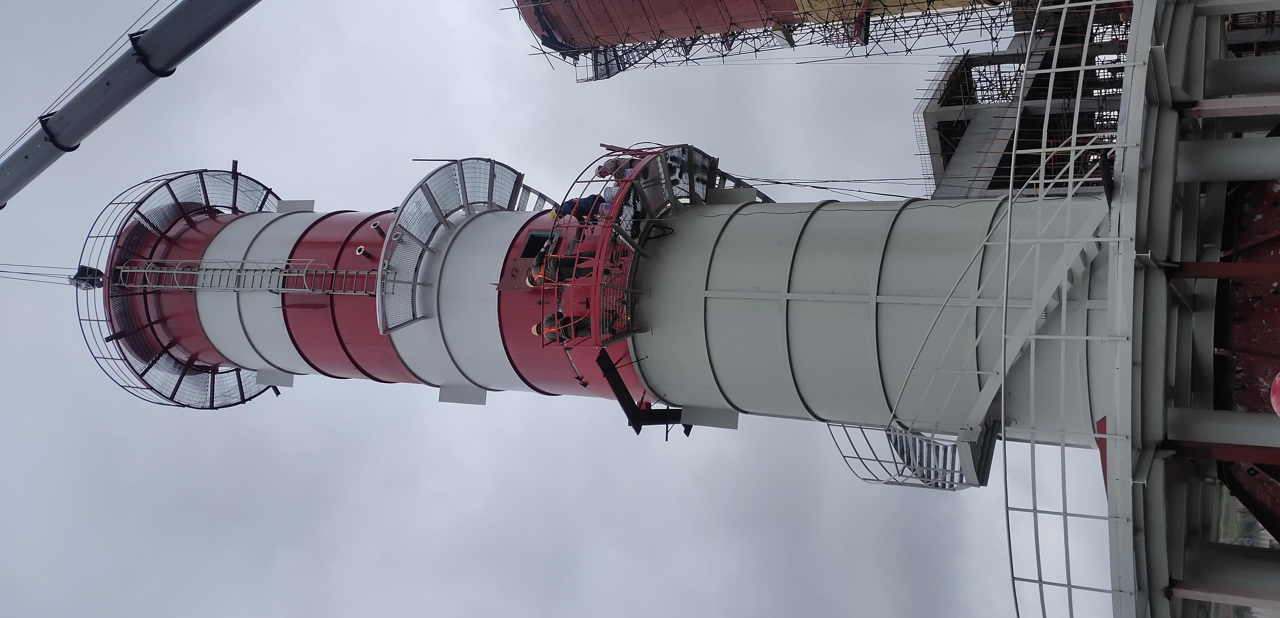 山西强伟项目220吨锅炉脱硫烟塔合一顺利完工